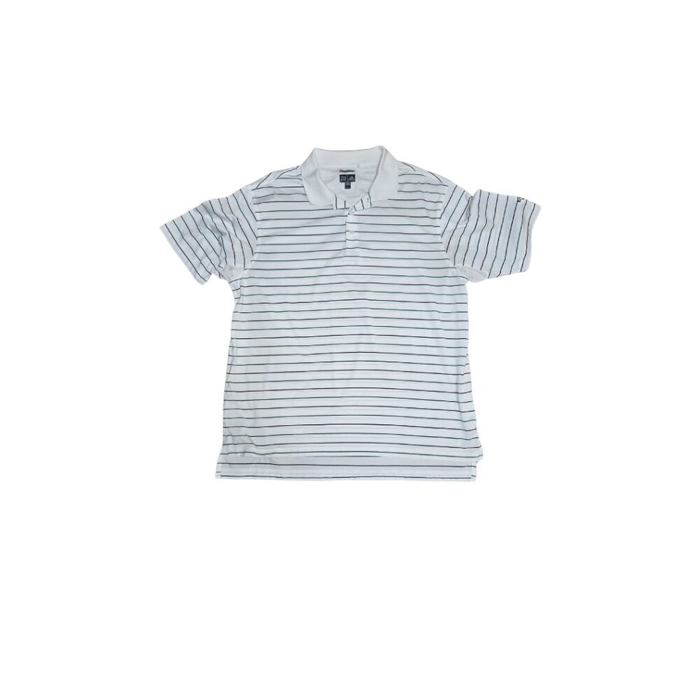 Adidas Men's White Striped Climacool Golf Polo - Size L